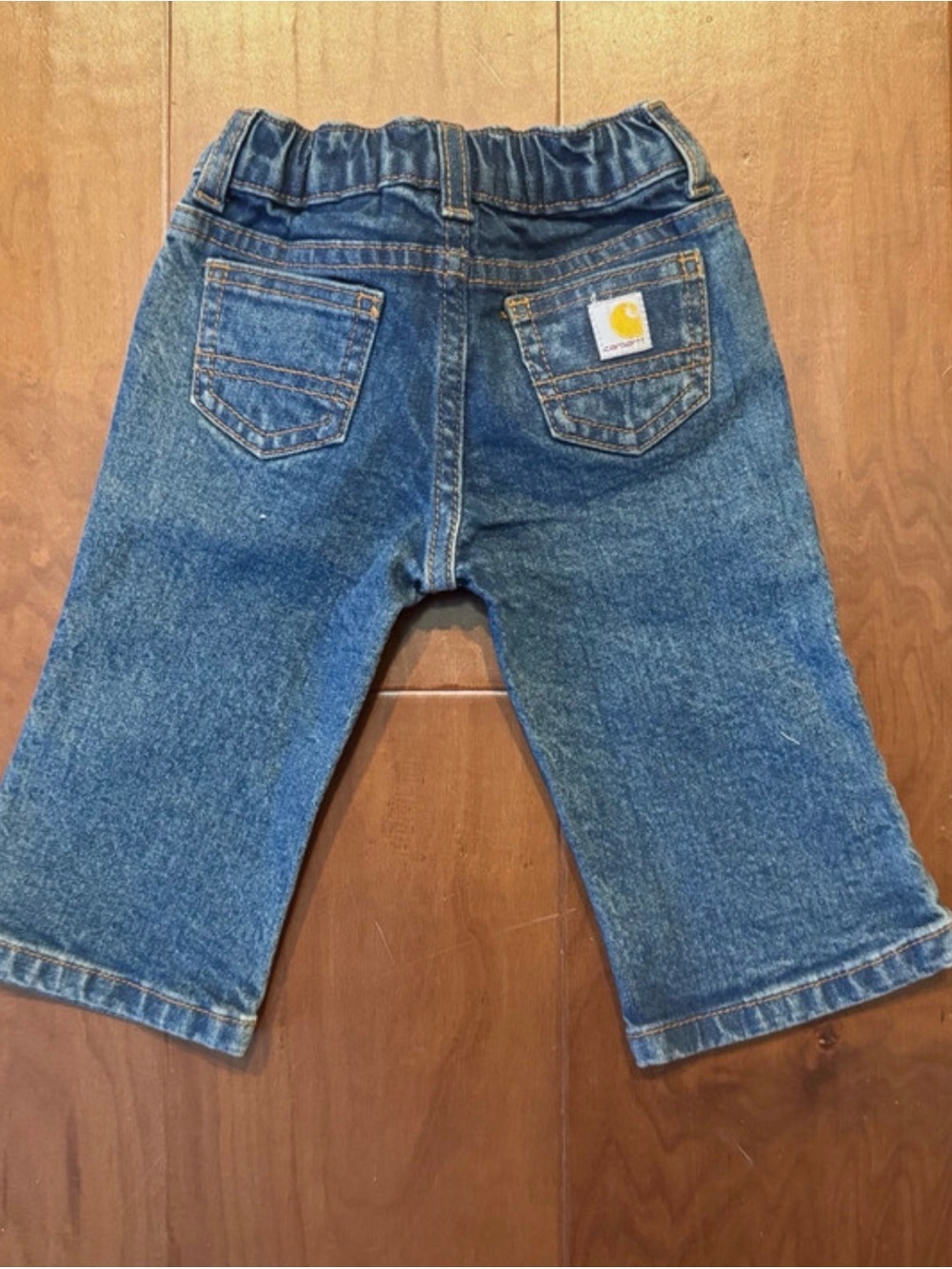 Carhartt Kids Dark Blue Elastic Waist Denim Jeans with Back Pockets